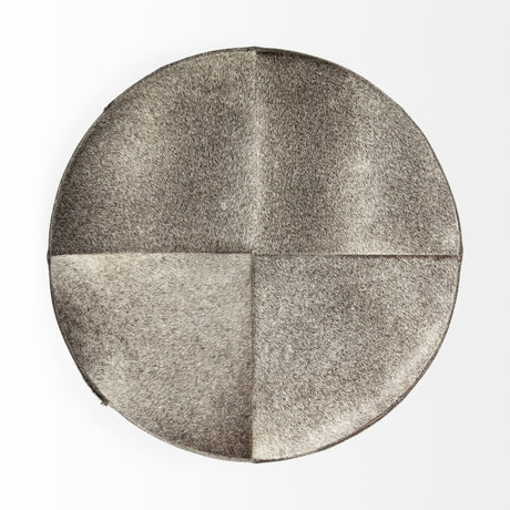Zahavi I 23"H grey-toned hair-on-hide ottoman from Mercana - Luna Furniture