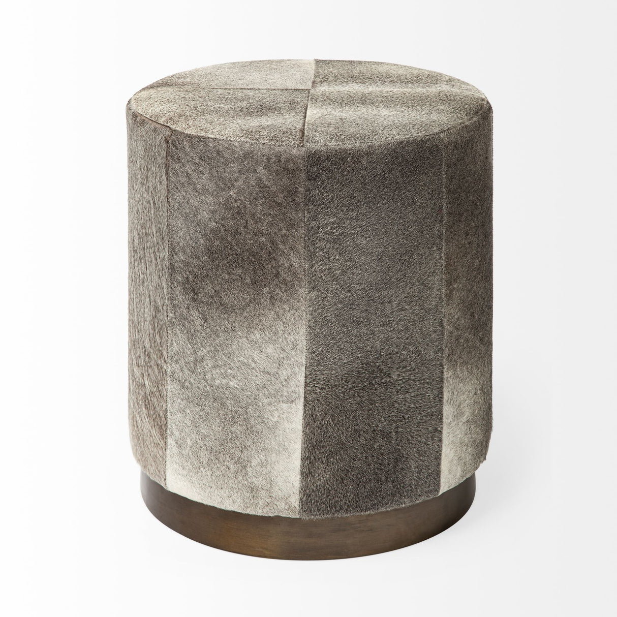 Zahavi I 23"H grey-toned hair-on-hide ottoman from Mercana - Luna Furniture