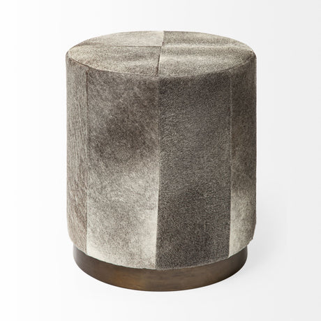 Zahavi I 23"H grey-toned hair-on-hide ottoman from Mercana - Luna Furniture