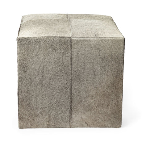 Zahavi I 20" Grey-toned hair-on-hide ottoman from Mercana - Luna Furniture