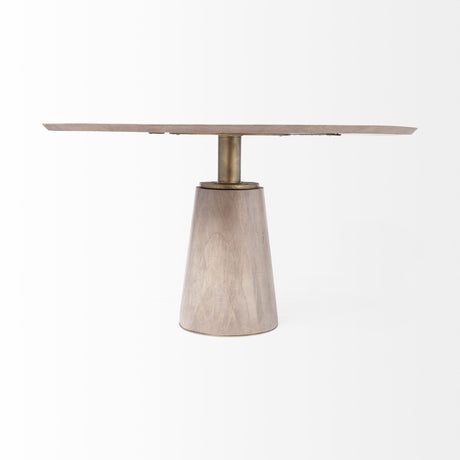 Maxwell II 54" Round Brown Solid Wood Top Brown Wood/Gold Metal Base Dining Table from Mercana - Luna Furniture