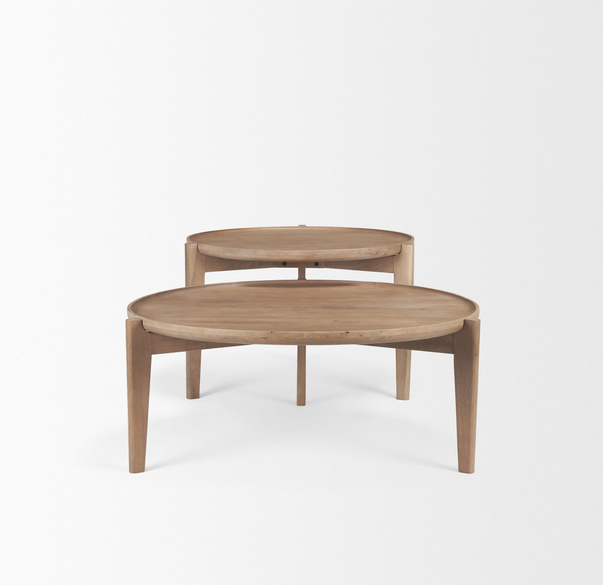 Cleaver (Set of 2) 40" & 31" Round Brown Solid Wood Nesting Coffee Tables from Mercana - Luna Furniture