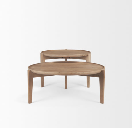 Cleaver (Set of 2) 40" & 31" Round Brown Solid Wood Nesting Coffee Tables from Mercana - Luna Furniture