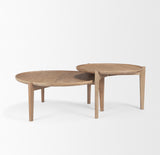 Cleaver (Set of 2) 40" & 31" Round Brown Solid Wood Nesting Coffee Tables from Mercana - Luna Furniture