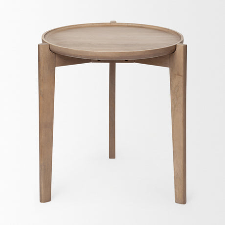 Cleaver I 22 x 24 Round Top Brown Solid Wood Accent Table from Mercana - Luna Furniture