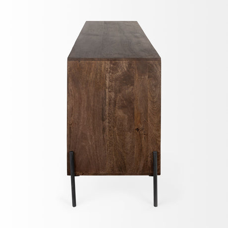 Glenn VI 71.5x18 Dark Brown Wood Frame w/ Black Iron Accent, 6 Drawer, 2 Door Cabinet Sideboard from Mercana - Luna Furniture