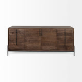 Glenn VI 71.5x18 Dark Brown Wood Frame w/ Black Iron Accent, 6 Drawer, 2 Door Cabinet Sideboard from Mercana - Luna Furniture