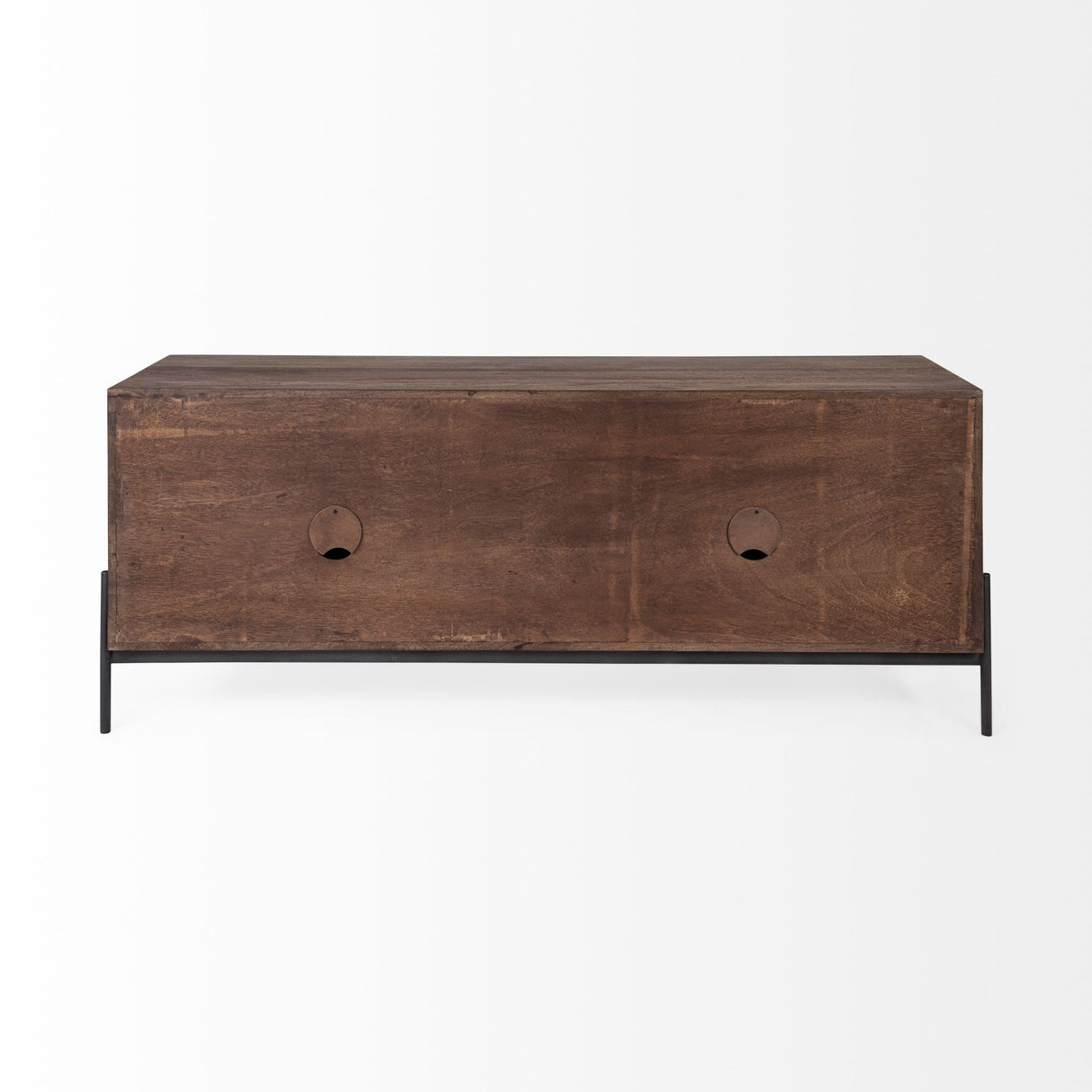 Glenn IV Dark Brown Wood w/ Black Iron Frame Media Console w/ Storage, TV Stand for TV up to 71" from Mercana - Luna Furniture