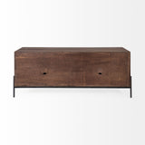 Glenn IV Dark Brown Wood w/ Black Iron Frame Media Console w/ Storage, TV Stand for TV up to 71" from Mercana - Luna Furniture