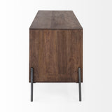 Glenn IV Dark Brown Wood w/ Black Iron Frame Media Console w/ Storage, TV Stand for TV up to 71" from Mercana - Luna Furniture