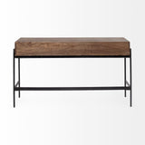 Glenn III 56L x 14W Dark Brown Wood w/ Black Iron Frame, 4 Drawer Console Table from Mercana - Luna Furniture