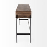 Glenn III 56L x 14W Dark Brown Wood w/ Black Iron Frame, 4 Drawer Console Table from Mercana - Luna Furniture