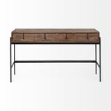 Glenn III 56L x 14W Dark Brown Wood w/ Black Iron Frame, 4 Drawer Console Table from Mercana - Luna Furniture