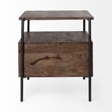 Glenn I 20L x 21W x 24H Dark Brown Wood w/ Black Iron Frame Square End/Side Table from Mercana - Luna Furniture