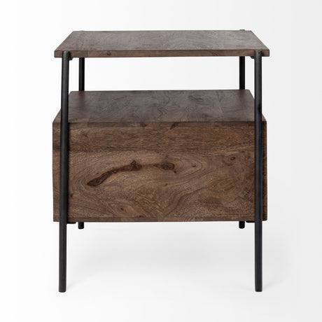 Glenn I 20L x 21W x 24H Dark Brown Wood w/ Black Iron Frame Square End/Side Table from Mercana - Luna Furniture
