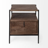 Glenn I 20L x 21W x 24H Dark Brown Wood w/ Black Iron Frame Square End/Side Table from Mercana - Luna Furniture