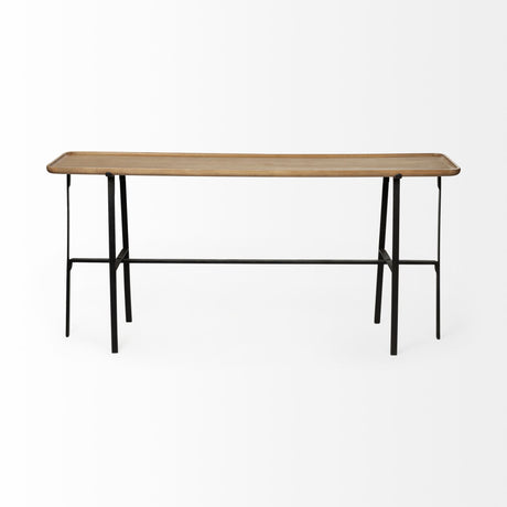 Helios II 60L x 14W x 29H Rectangular Brown Raised Edge Top Console Table from Mercana - Luna Furniture