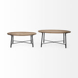 Helios (Set of 2) Brown Solid Wood Top Black Metal Base Nesting Coffee Tables from Mercana - Luna Furniture
