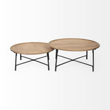 Helios (Set of 2) Brown Solid Wood Top Black Metal Base Nesting Coffee Tables from Mercana - Luna Furniture