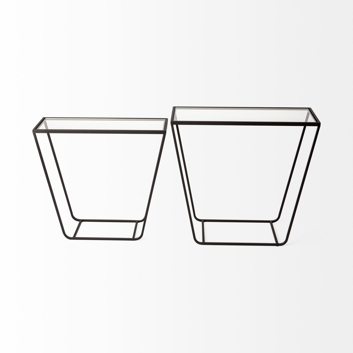 Arya (Set of 2) 24L x 10W Black Rectangular Glass Top Iron Frame Accent Table from Mercana - Luna Furniture