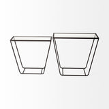 Arya (Set of 2) 24L x 10W Black Rectangular Glass Top Iron Frame Accent Table from Mercana - Luna Furniture