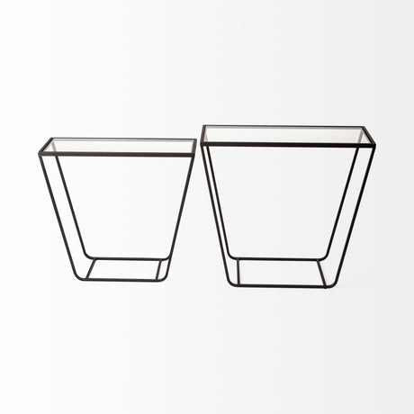 Arya (Set of 2) 24L x 10W Black Rectangular Glass Top Iron Frame Accent Table from Mercana - Luna Furniture