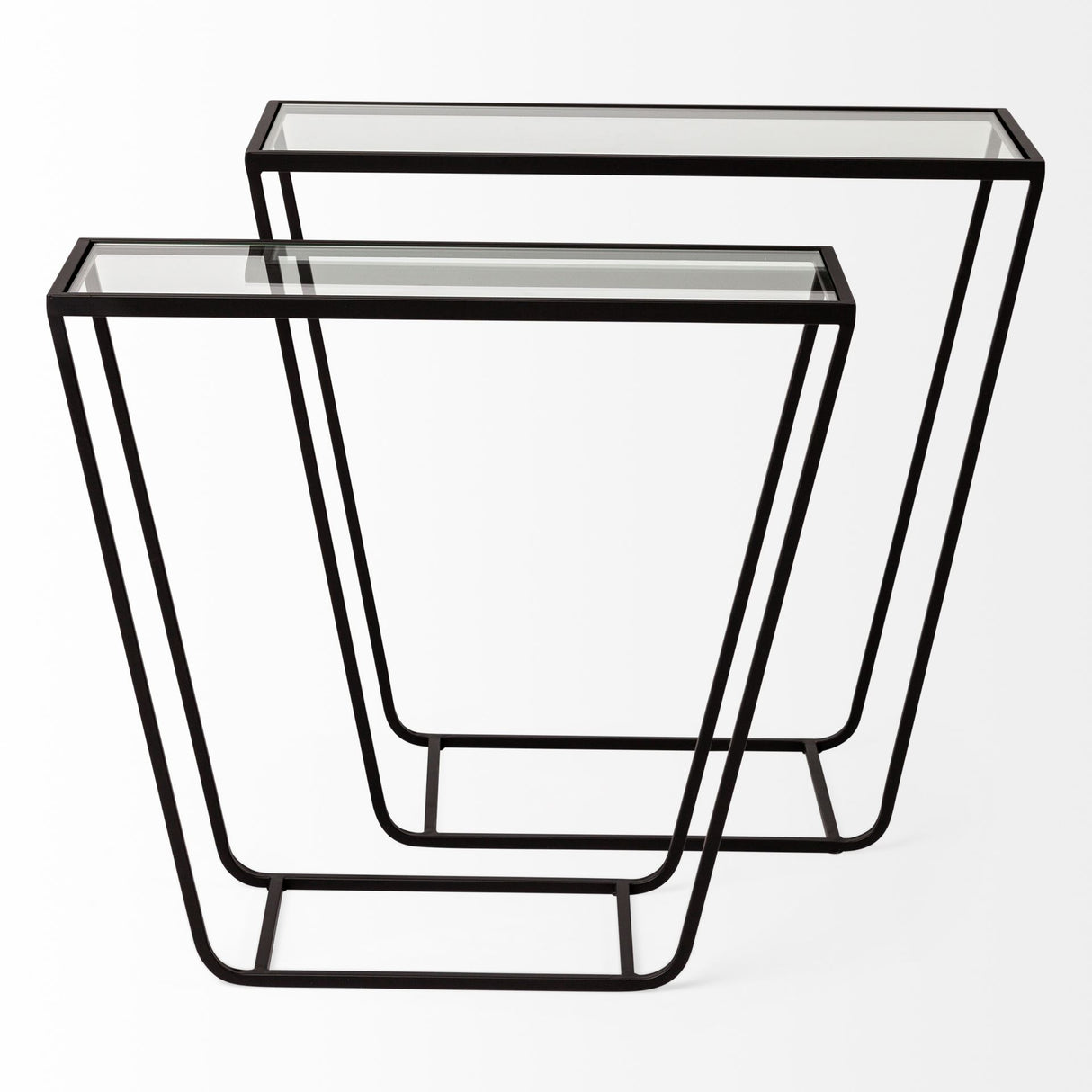 Arya (Set of 2) 24L x 10W Black Rectangular Glass Top Iron Frame Accent Table from Mercana - Luna Furniture