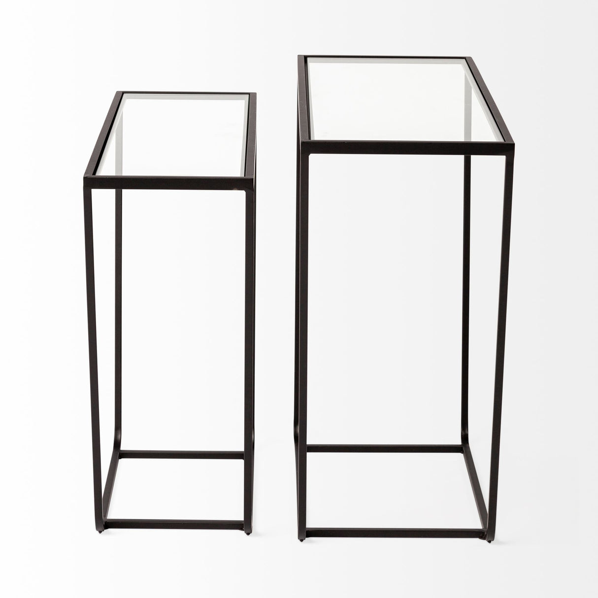 Arya (Set of 2) 24L x 10W Black Rectangular Glass Top Iron Frame Accent Table from Mercana - Luna Furniture