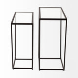 Arya (Set of 2) 24L x 10W Black Rectangular Glass Top Iron Frame Accent Table from Mercana - Luna Furniture