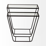 Arya (Set of 2) 24L x 10W Black Rectangular Glass Top Iron Frame Accent Table from Mercana - Luna Furniture
