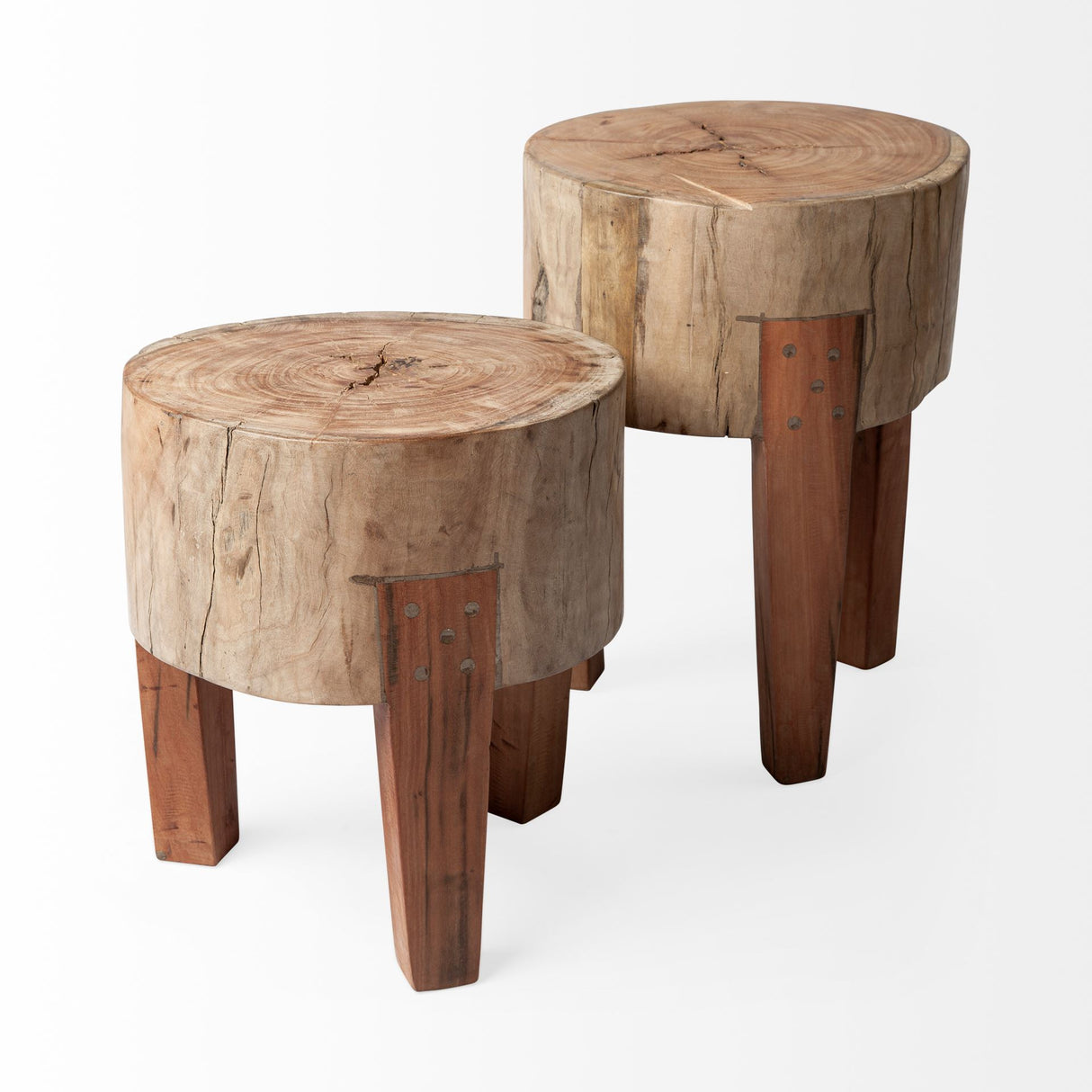 Asco 15"H Rustic Solid Reclaimed Wood Stool from Mercana - Luna Furniture