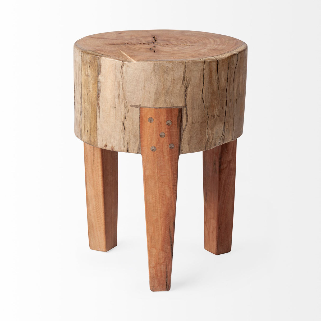 Asco 18"H Rustic Solid Reclaimed Wood Stool from Mercana - Luna Furniture