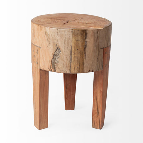 Asco 18"H Rustic Solid Reclaimed Wood Stool from Mercana - Luna Furniture