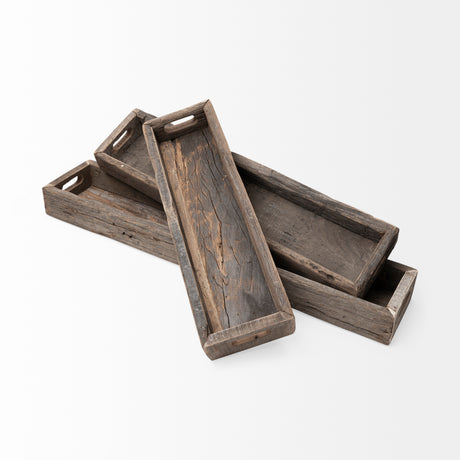 Vernon (Medium) 30L x 7W Brown Reclaimed Wood Tray from Mercana - Luna Furniture
