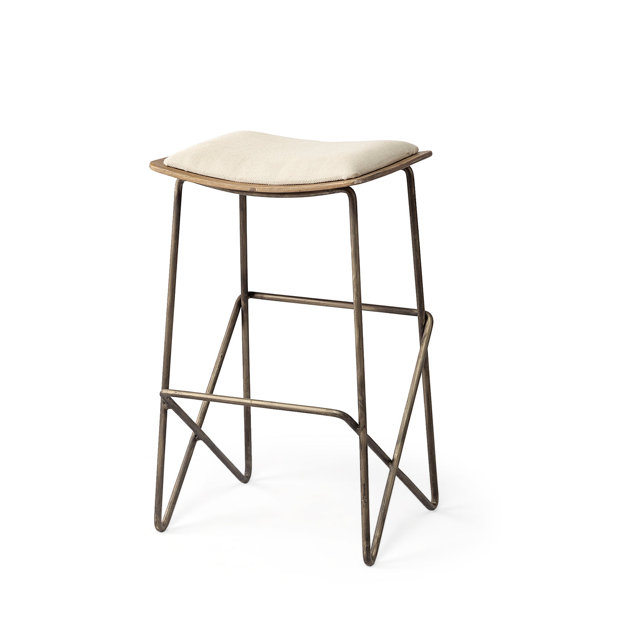 Katniss 26" Total Height Cream Fabric Seat Gold Metal Frame Counter Stool from Mercana - Luna Furniture