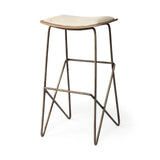 Katniss 30" Total Height Cream Fabric Seat Gold Metal Frame Bar Stool from Mercana - Luna Furniture