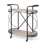 Marlon Black Metal Frame Two Tier Shelves w/Stemware holder Bar Cart from Mercana - Luna Furniture