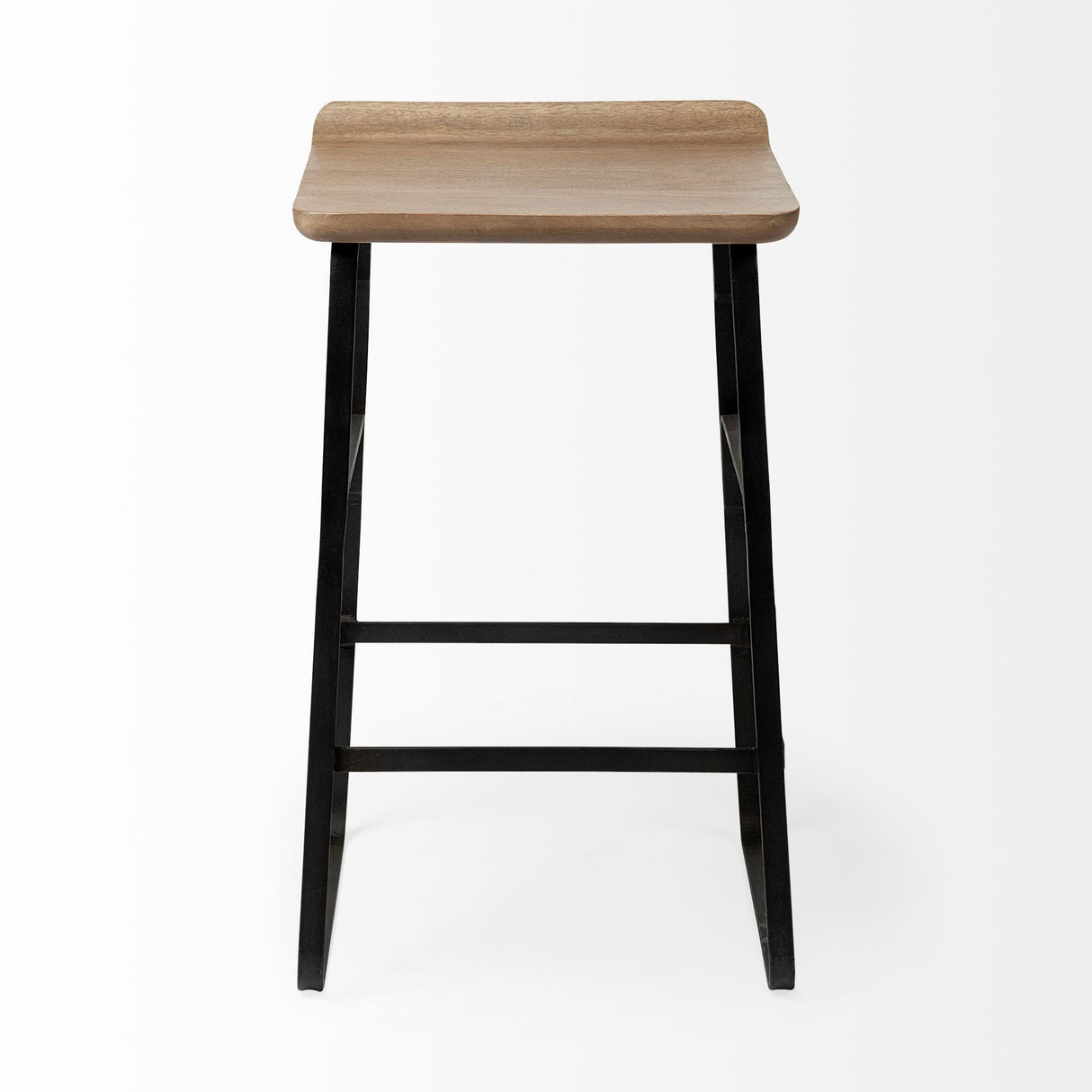 Conan 25" Seat Height Brown Wood Seat Black Metal Frame Counter Stool from Mercana - Luna Furniture