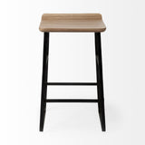 Conan 25" Seat Height Brown Wood Seat Black Metal Frame Counter Stool from Mercana - Luna Furniture