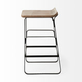 Conan 25" Seat Height Brown Wood Seat Black Metal Frame Counter Stool from Mercana - Luna Furniture