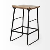 Conan 25" Seat Height Brown Wood Seat Black Metal Frame Counter Stool from Mercana - Luna Furniture