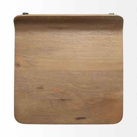 Conan 25" Seat Height Brown Wood Seat Black Metal Frame Counter Stool from Mercana - Luna Furniture