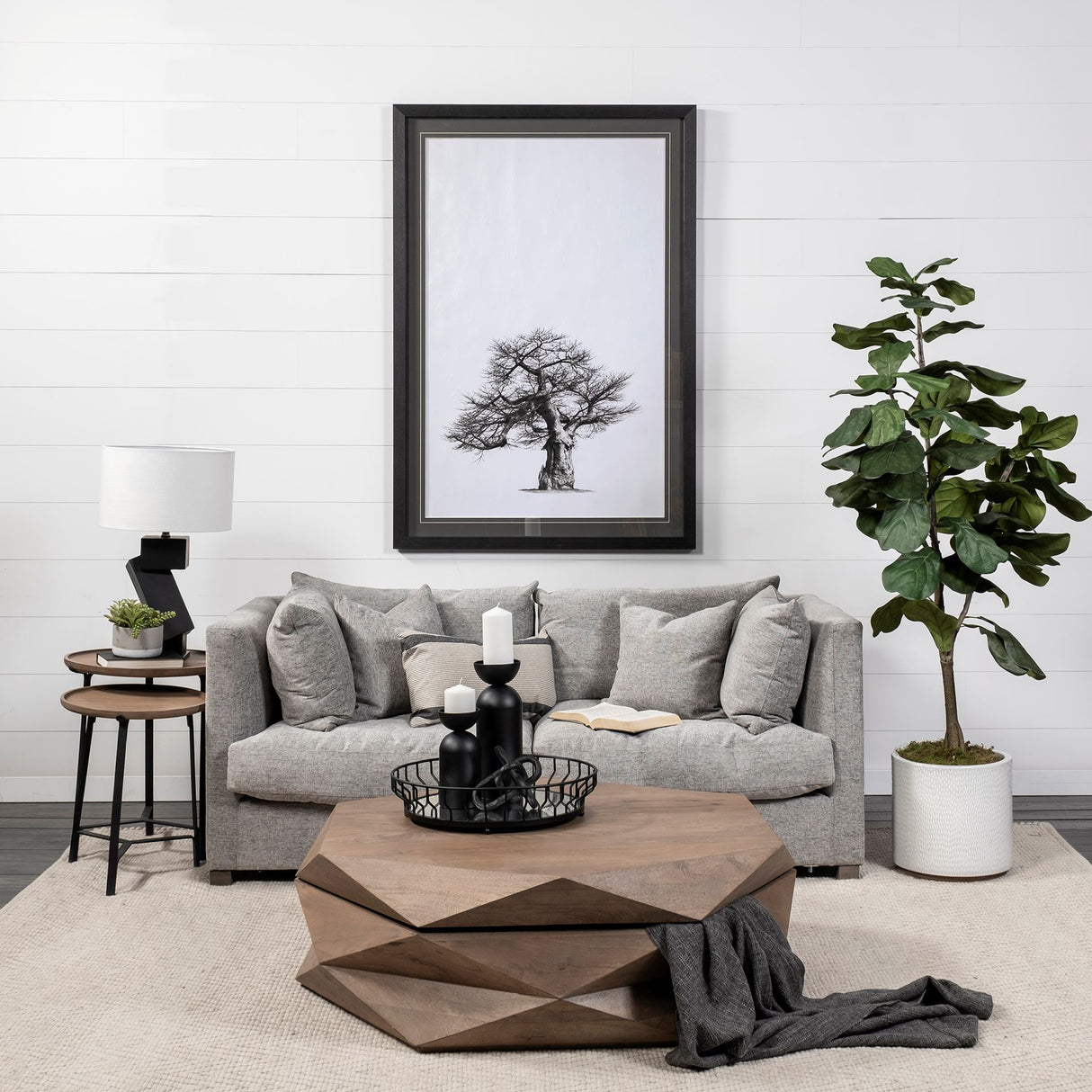 Helios III 20L x 24H Set of Two Round Brown Solid Wood Iron Base Nesting End/Side Tables from Mercana - Luna Furniture