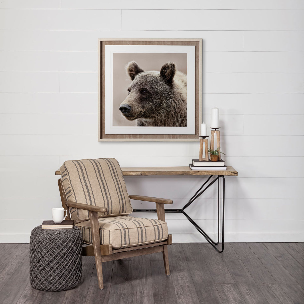 Allium Dark Gray Handwoven Wool Cylindrical Pouf from Mercana - Luna Furniture