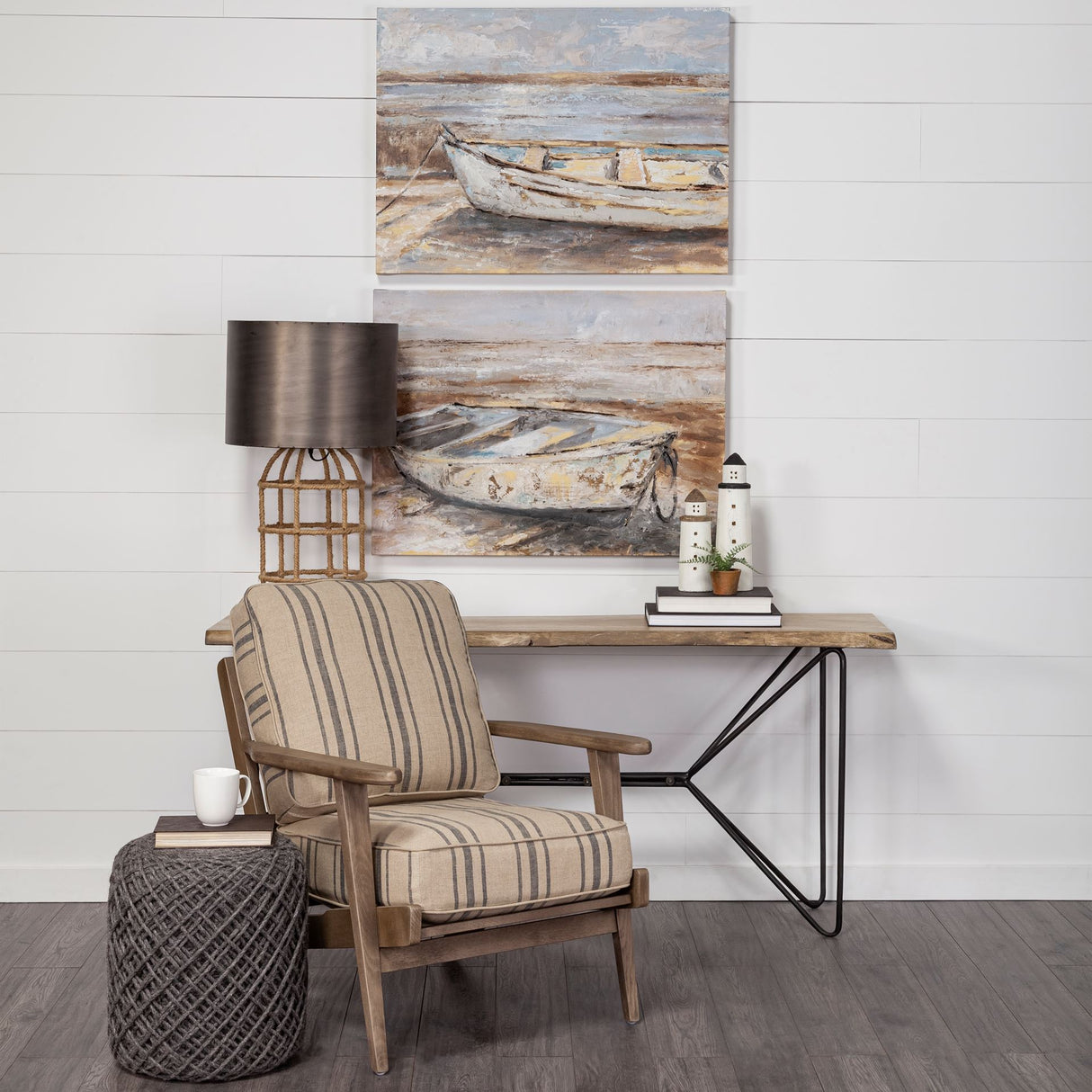 Abner (Large) 4L x 4W White Wooden Coastal Lighthouse from Mercana - Luna Furniture