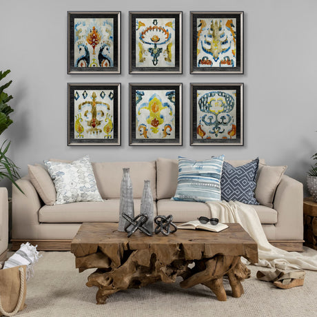 Bohemian Ikat V by Chariklia Zarris a Hand Embellished Textured Framed Art Print Matted under Glass from Mercana - Luna Furniture