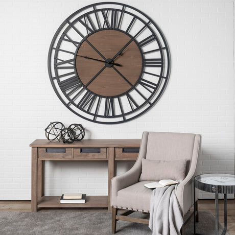 Lewiston 59" Round Oversized+ Industrial Wall Clock from Mercana - Luna Furniture