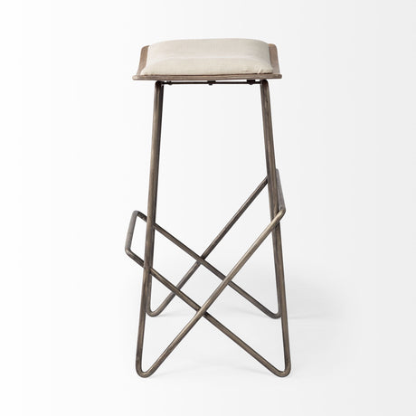 Katniss 26" Total Height Cream Fabric Seat Gold Metal Frame Counter Stool from Mercana - Luna Furniture