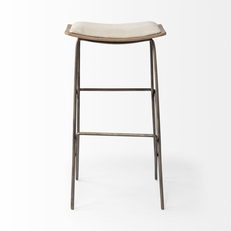 Katniss 30" Total Height Cream Fabric Seat Gold Metal Frame Bar Stool from Mercana - Luna Furniture