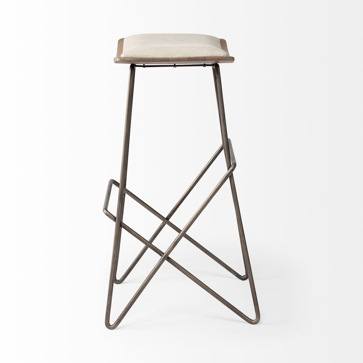 Katniss 30" Total Height Cream Fabric Seat Gold Metal Frame Bar Stool from Mercana - Luna Furniture